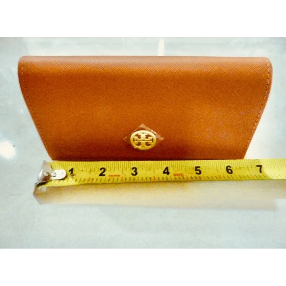 Tory Burch Robinson Orange Saffiano Leather Sunglasses Eyeglass Case Gold Logo